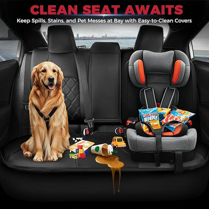 FREESOO for Toyota Corolla Seat Covers LE 2023 2024 2025 2026, Custom Fit Car Seat Covers Full Set, Waterproof Car Seat Cover Protector Cushions, Luxury Leather Seat Covers for Cars, Black Full Set