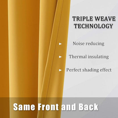 DUALIFE Yellow Curtains 84 Inches Long Blackout Curtain Panels