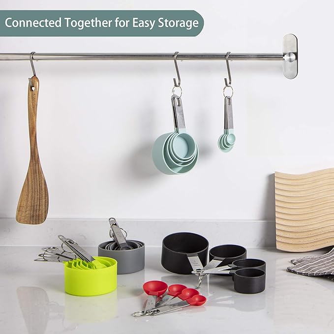 Measuring Cups and Spoons Set of Huygens Kitchen Gadgets 10 Pieces, Stackable