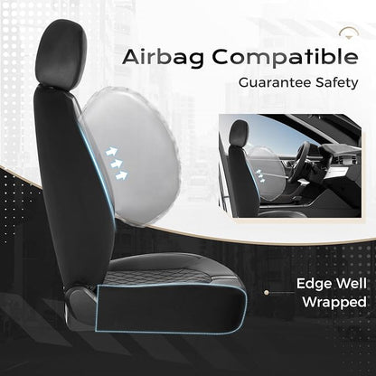 Coverado Universal Front Car Seat Covers, Waterproof Seat Protectors for Gym Sports & Pets, Quick-Fit for Cars SUVs and Trucks (Black)