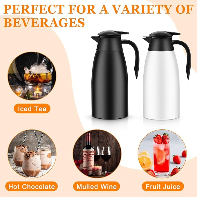 Norme 2 Pcs Thermal Coffee Carafe Insulated Stainless Steel Coffee Carafe