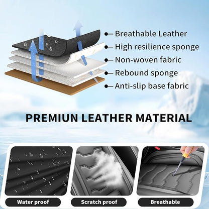 Fit Compass Car Seat Covers for Jeep Compass 2007-2025 2026 -Full Set Premium Leather, Waterproof & Breathable，All-Weather Seat Cushion Protecto & Airbag Compatible, 2 Front Seat Black