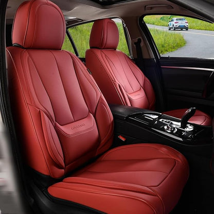 Coverado Seat Covers, Car Seat Covers Front Seats, Car Seat Cover, Car Seat Protector Waterproof, Car Seat Cushion Nappa Leather, Red Seat Covers Carseat Cover Universal Fit for Most Cars