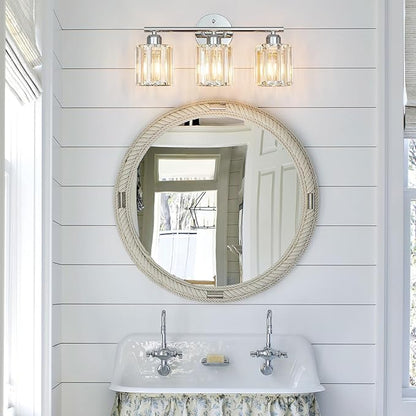 FDPBY Modern 3 Light Crystal Vanity Light, Chrome Vertical Bathroom Light