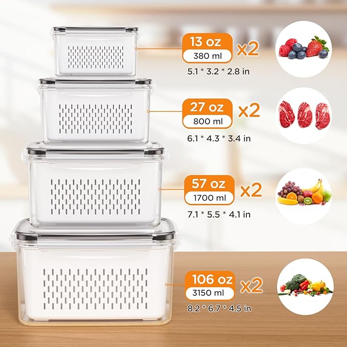 8-Pack Fruit Storage Containers
