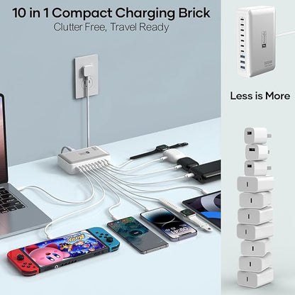 Charging Station for Multiple Devices 500W, 10 Ports Charging Blocks for
