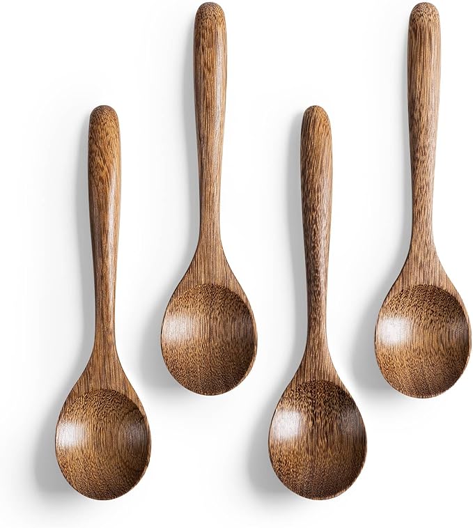 4 PCS Wooden Spoons for Honey, 6.7 inch Small Wooden Spoons