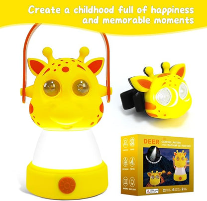 Let's Explore LED Camping Lantern & Headlamp, Battery Powered Night Light, Gift for Birthday, Lightweight Tent Lamp for Children (Deer Set) Age 6+ 8 9 10 11 12 13 14