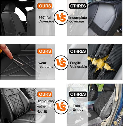 Fiesta Car Seat Covers Custom Fit for Ford Fiesta 2011-2019, Premium Full Coverage Leather Automotive Seat Protectors, All Seasons Waterproof Breathable, Airbag Compatible, (Full Set, Black)