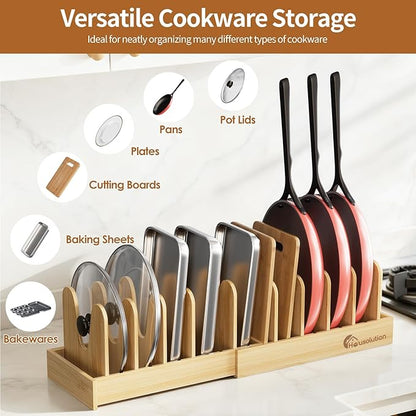 Housolution Bamboo Pot and Pan Organizer