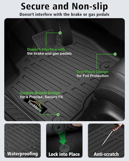 Floor Mats Custom for Ford Maverick 2022-2025 2026 Gas (Not for Hybrid) All Weather TPE Rubber Protection Front & Rear Row Anti-Slip Automotive Floor Liners for Maverick 2025 Accessories, Black