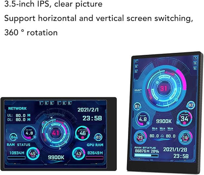3.5in Computer Temp Monitor, PC Sensor Panel Display, PC CPU HDD Data Monitor