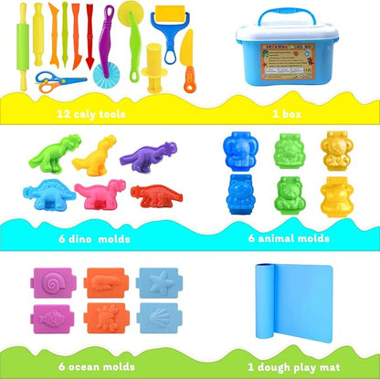 Dough Tool Set, Dough Accessories Includes Storage Container, 3D Animal