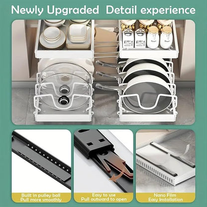 AmoiChic 2 Pack Pull Out Cabinet Organizer