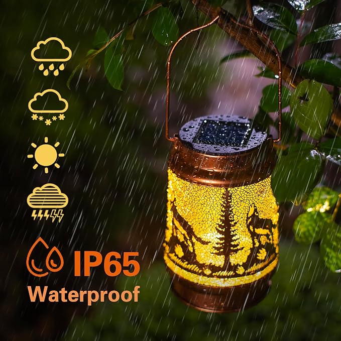 Wolf Solar Lanterns Outdoor Waterproof Hanging Solar Lights Wolf Gifts for Women Men Metal Decorative LED Wolf Lanterns for Garden Decor,Yard,Patio,Lawn,Tabletop,Pathway,Landscape