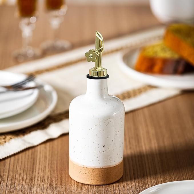 HOMCDALY Ceramic Olive Oil Dispenser Bottle, 16oz Oil Dispenser Bottle