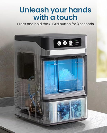 Nugget Ice Maker Countertop, Chewable Pellet Ice Machine, Portable Ice Machine