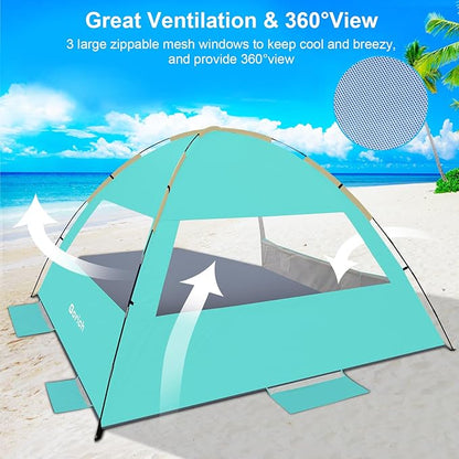 Gorich Beach Tent Sun Shelter for 3/4-5/6-7/8-10 Person with UPF 50ï¼?UV Protection, Lightweight & Easy Setup Beach Shade Canopy, Portable Beach Shade Tent Beach Cabana
