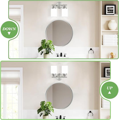 Guliaofo 2-Light Vanity Lights, Brushed Nickel Bathroom Light Fixture