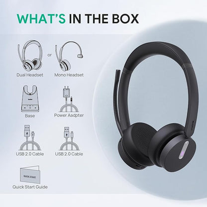 Yealink WH64 DECT & Bluetooth Dual Teams Wireless Headset, 606 ft Range On Ear