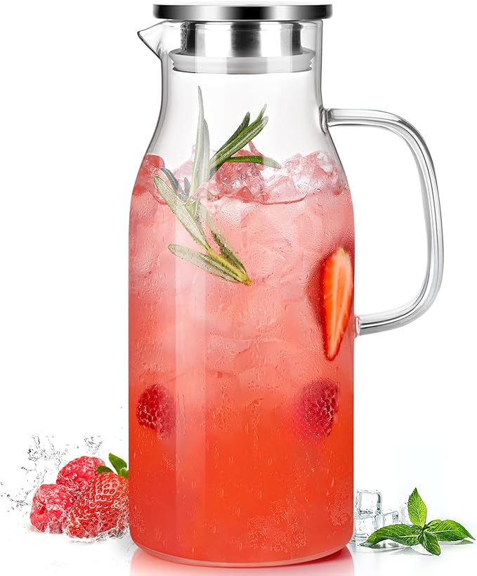 LUNA&MANTHA Glass Pitcher, 2 Liter 68oz Water Pitcher
