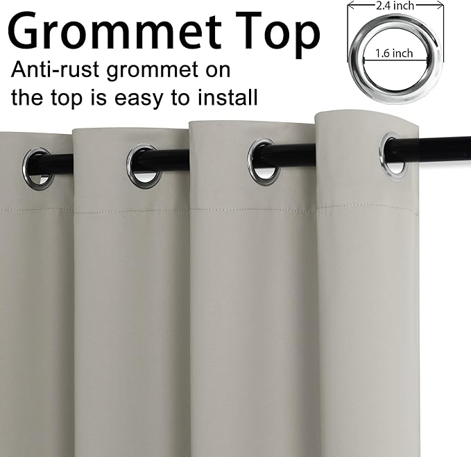 JIUZHEN Silver Grey Blackout Curtains