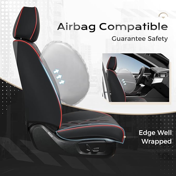 Coverado Car Seat Covers Full Set, Seat Covers for Cars, Front Seat Covers and Back Seat Cover Waterproof Leather Automotive Seat Cover, Universal Car Interior Protectors Cushion for Most Cars