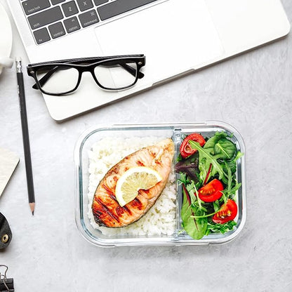 MCIRCO 5-Pack 36oz Glass Meal Prep Containers with 2 Compartments
