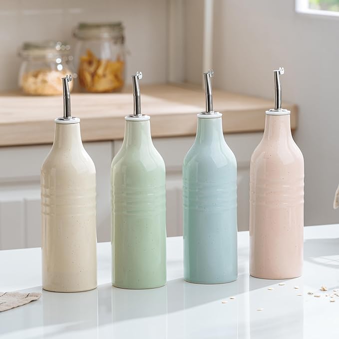 famiware Jupiter 16oz Ceramic Olive Oil Dispenser Bottle, 1 Piece Oil Dispenser