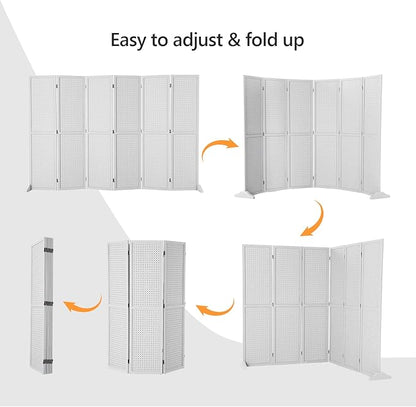 Bonnlo 4/6 Panel Pegboard Freestanding, 5 FT Portable Display Board Organizer