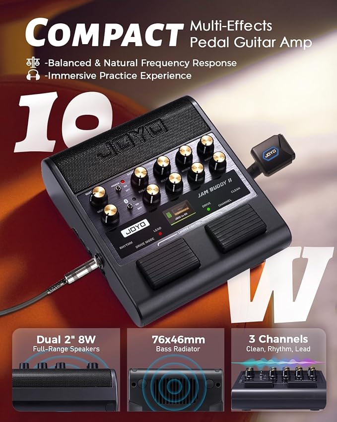 JOYO 10W Portable Electric Guitar Amp Multi-Effects Pedal Combo Amplifier