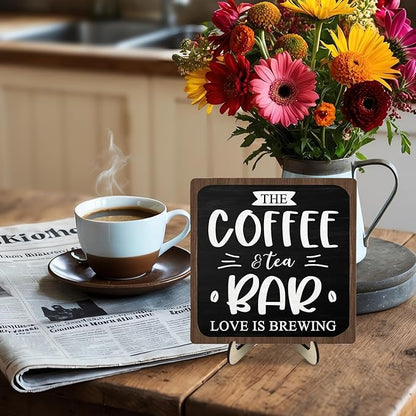Coffee Bar Decor Sign, Rustic Wooden Plaque