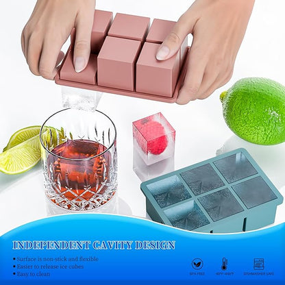 Large Ice Cube Tray for Whiskey 3 Pack, HANCELANT Big Silicone Square Ice Cube