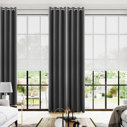 KOUFALL 132 Inch Curtains Long, Dark Grey