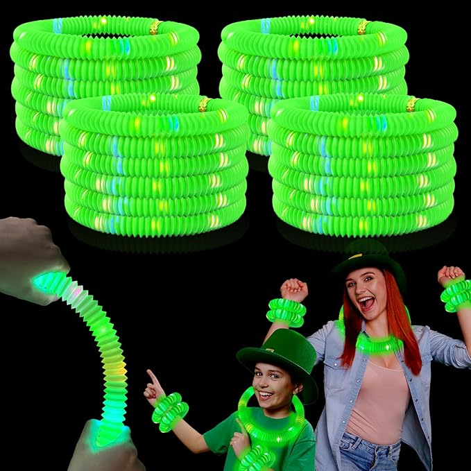 12 - 24 PCS Green Glow Sticks Party Favors for Kids, Light Up Necklaces Bracelets Accessories for Toddlers, Halloween Birthday Party Basket Goodie Bag Stuffers, Treats Prizes Toys Gifts for Boys Girls
