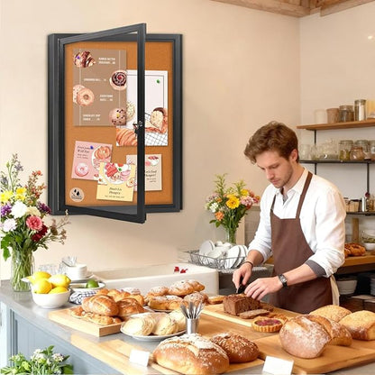 Enclosed Bulletin Board, Outdoor Weatherproof Cork Noticeboard