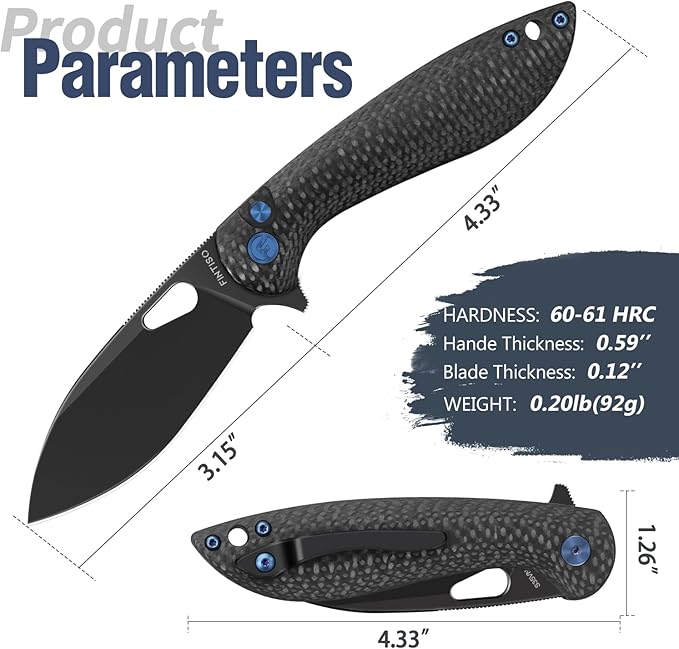 Pocket Knife, 3.1" Unique S35VN Blade Folding Knife with Button Lock, EDC Knife with Carbon Fiber Handle for Camping, Survival, Best Gift for Men Women-COBRA series