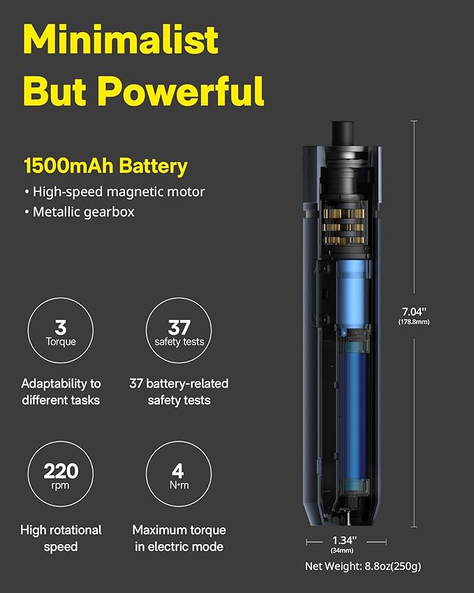 HOTO Electric Screwdriver Kit, Upgraded 1/4'' Hex 25 Bits, Magnetic Lid