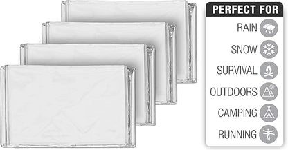 Swiss Safe Emergency Mylar Thermal Blankets + Bonus Space Blanket - Compact & Insulated for Cold Weather - Designed for NASA, Outdoor Camping, Survival, First Aid Car Kit - Silver, 25 Pack