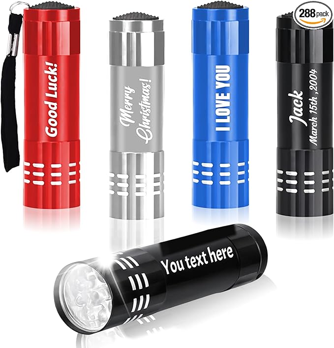 Personalized LED Flashlights with Text/Logo，Custom Aluminum Mini Flashlight Handheld Engraved for Groomsmen Party Gift Night Reading Camping