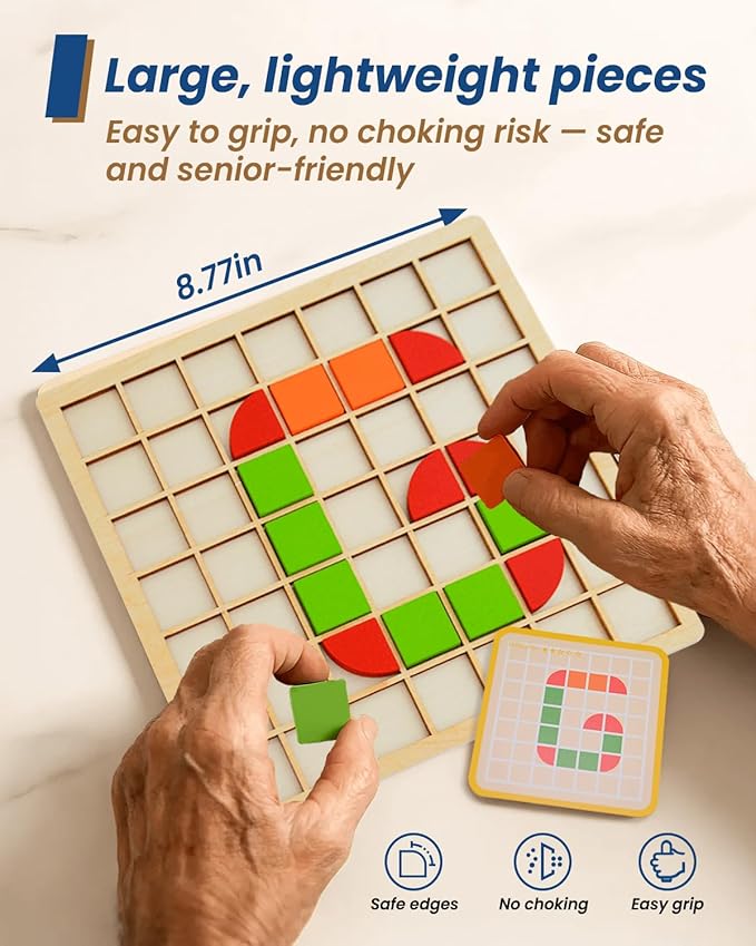 Dementia Activities for Seniors, Wooden Puzzles for Adults, Memory Games for Seniors with Dementia, Alzheimers Products for Elderly, Cognitive Therapy Puzzle, Brain Occupational Gift