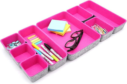Welaxy Desk Drawer Organizer Tray Set, 8-Piece Office Drawer Organizers