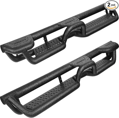 BINARY STAR Running Boards Compatible with 2019-2026 Chevy Silverado/GMC Sierra 1500 Crew Cab, 20-26 Silverado/Sierra 2500HD 3500HD Crew Cab, 4-Steps Design Running Boards, Carbon Steel Side Step