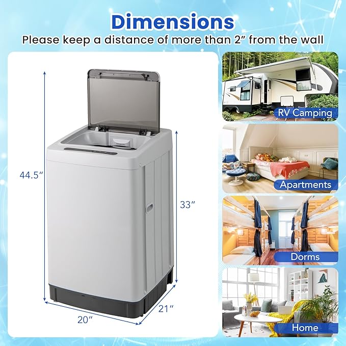 COSTWAY Portable Washing Machine, 11 LBS Full Automatic Portable Washer