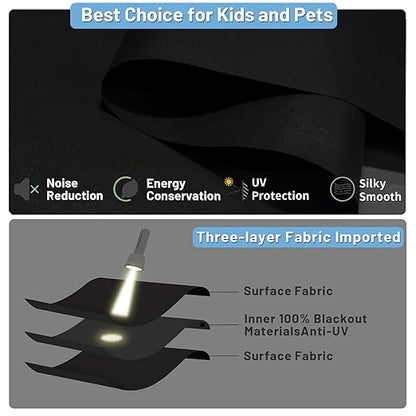 Motorized Blinds with Remote Control, 100% Blackout Cordless Wireless Electric