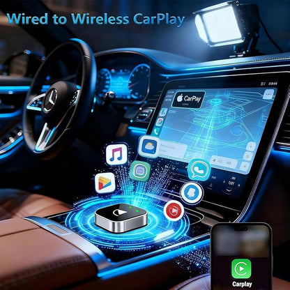 2 in 1 CarPlay Adapter for 911 Speedster 911 GT2 RS, CarPlay Wireless Adapter with Auto Reconnect Fast Pairing Bluetooth Connection Compact USB Dongle,A/Silver-Bottom Heat Dissipation