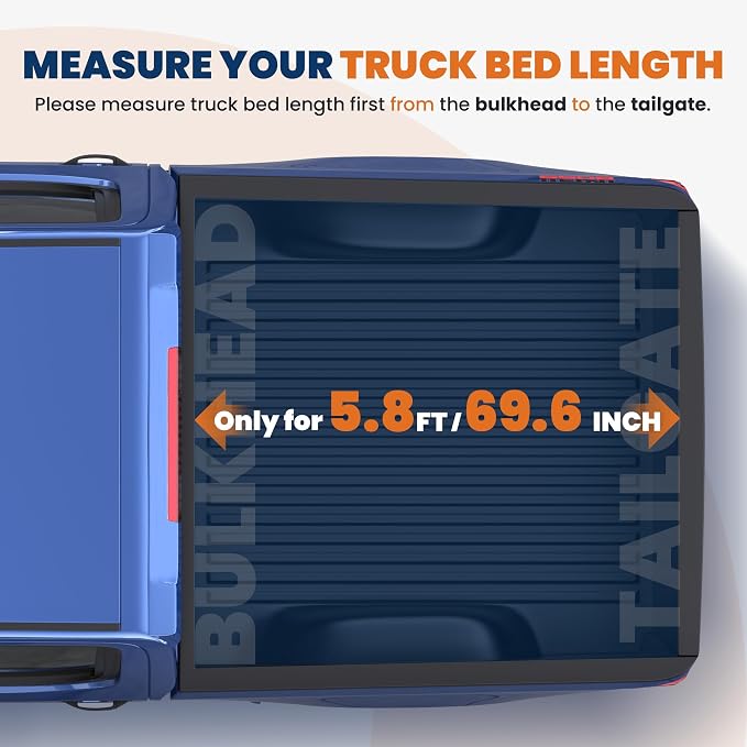 KUIPERAUTO 5.8FT Roll-Up Soft Vinyl Truck Bed Tonneau Cover Compatible for 2007-2024 Chevrolet Silverado/GMC Sierra 1500-69.6 Inch