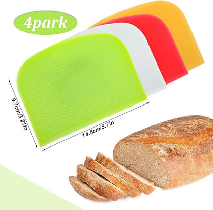 4 Piece Plastic Dough Scraper Bowl Scraper Flexible Multipurpose Food Scraper