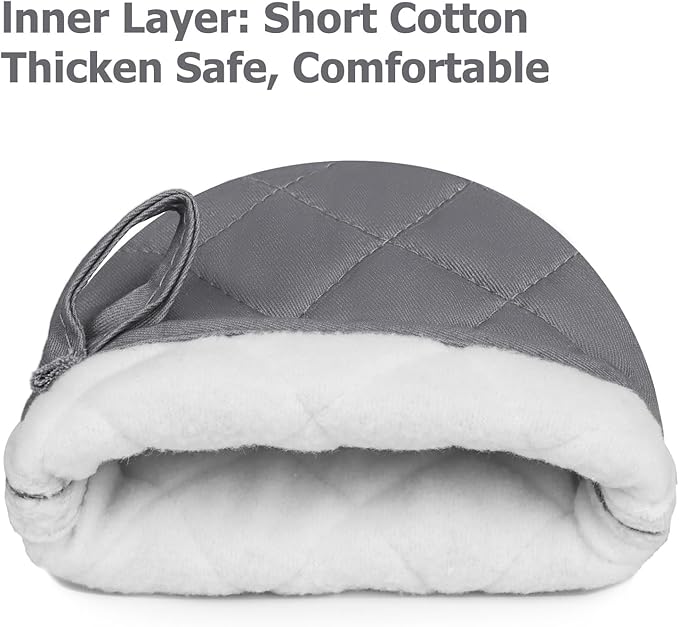 Short Oven Mitts, Heat Resistant 500°F, Silicone Grip Kitchen Gloves, Non-Slip