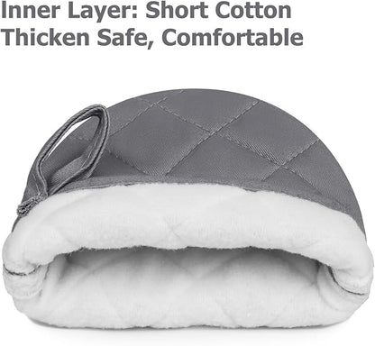 Short Oven Mitts, Heat Resistant 500°F, Silicone Grip Kitchen Gloves, Non-Slip